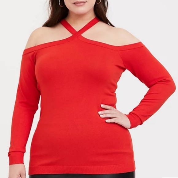 Torrid Orange CrissCross Cold Shoulder Top/ Size 2 (2X | 18-2 - Picture 5 of 16